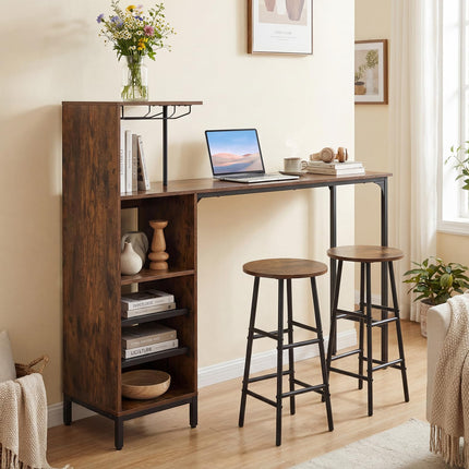 Dreamade 3 Pieces Bar Table and Stools Set for Home