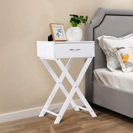 Dreamade Nightstand with Drawer X-Shaped Design Sofa Side Table