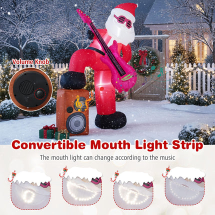 Dreamade 8.4FT Rocking Santa Inflatable with Guitar | Animated Christmas Decoration