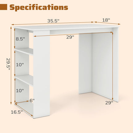Dreamade 35.5 Inch Compact Home Office Desk with Storage Bookshelf