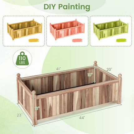 Dreamade Wooden Raised Garden Bed Natural Acacia Wood Rectangular Planter Box with Liner