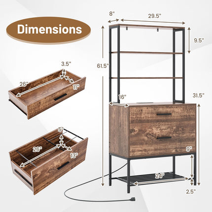Dreamade Tall 2-Drawer File Cabinet - Filing Cabinet