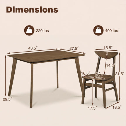 Dreamade 5-Piece Mid-Century Modern Kitchen Table and Chairs Set for 4