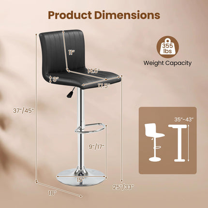 Dreamade Modern Faux Leather Counter Height Barstools Set of 2/4 with Back and Footrest