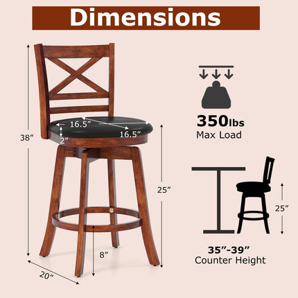 Dreamade 25 Inch Swivel Bar Stools Set of 2/4 with PU Faux Leather Upholstered Seat