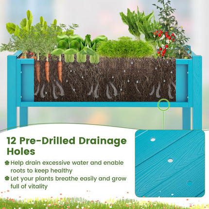 Dreamade HIPS Raised Garden Bed, Elevated Planter Box w/Legs, Storage Shelf, Drain Holes