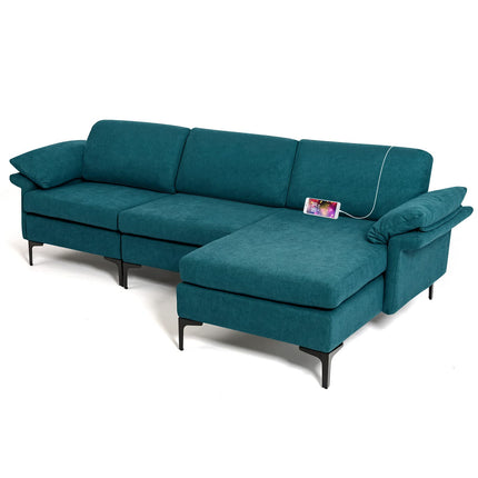 Dreamade 100.5" L Convertible Sofa Couch, 3-Seat Sectional Sleeper with USB Ports & Socket