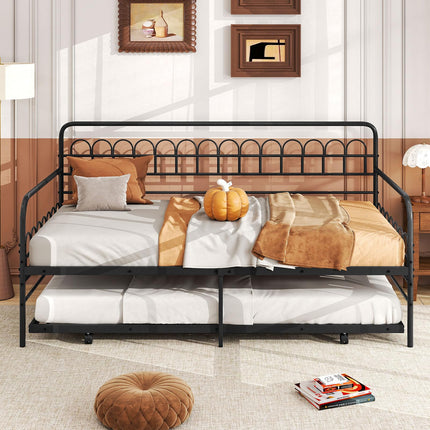 Dreamade Twin Daybed with Trundle with Heavy-Duty Metal Slats