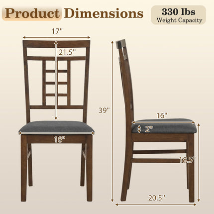Dreamade Farmhouse Kitchen Chairs with Upholstered Cushioned Seat and Lattice Back