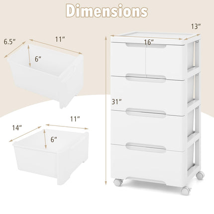 Dreamade Plastic Rolling Storage Drawer Cart on Wheels