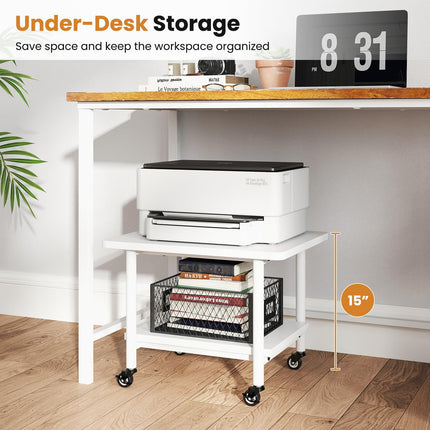 Dreamade 2 Tier Mobile Printer Table with Storage Shelf