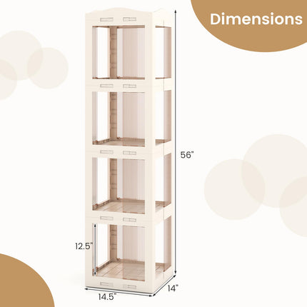 Dreamade 4-Tier Spinning Bookcase w/Swivel Base | Translucent Storage Organizer for Living Room