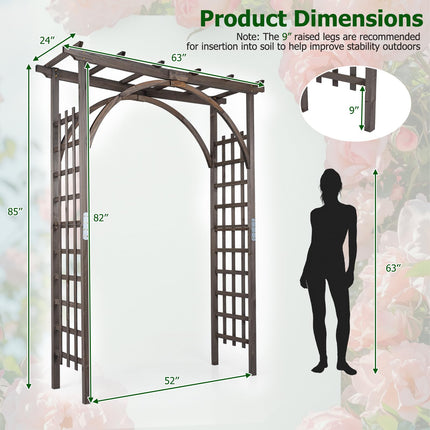 Dreamade 85" Wood Garden Arch Trellis with Flat Top for Climbing Plants