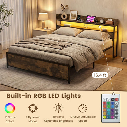 Dreamade King Size Bed Frame with Storage Headboard