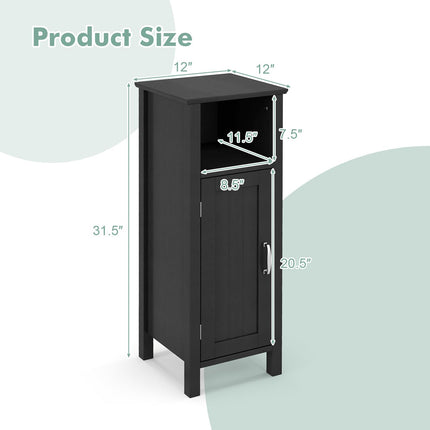 Dreamade Narrow Bathroom Storage Cabinet - Corner Unit with Open Compartment, Adjustable Shelf