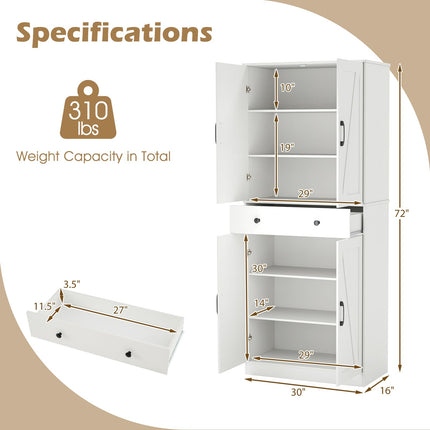 Dreamade 72" Tall Kitchen Pantry Cabinet for Living Room
