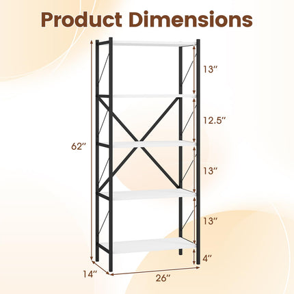 Dreamade 5-Tier Tall Industrial Bookcase with Heavy-Duty Metal Frame (1/2)