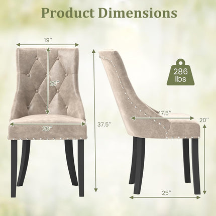 Dreamade Upholstered Dining Chairs Set of 2/4, Tufted Wingback Kitchen Chairs w/Solid Wood Legs, Padded Seat