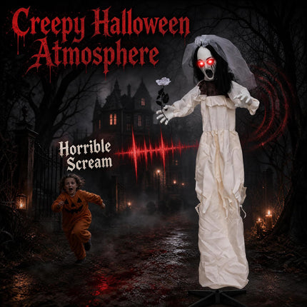 DREAMADE 5.7 FT Life Size Halloween Bride Animatronic
