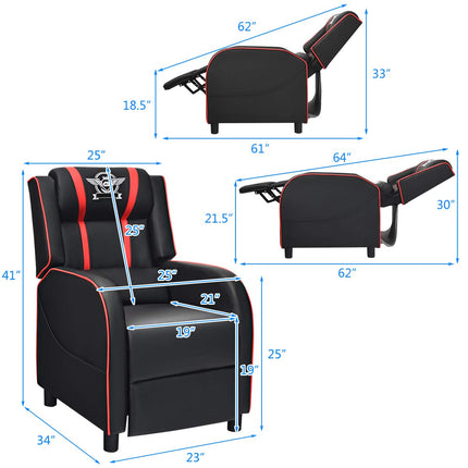 Gaming Recliner Chair, Racing Style Single Recliner Sofa - Dreamade