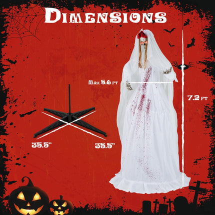 DREAMADE 7.2 FT Sound Activated Halloween Animatronic Standing Bride