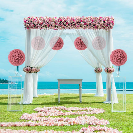Dreamade 2 PCS Artificial Plant Topiary Ball, 17.5'' Pink Faux Eucalyptus Decorative Balls for Wedding Home Decor