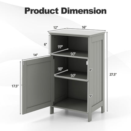 Dreamade Bathroom Floor Storage Cabinet - Side Cabinet with Open Compartment, 3-Position Adjustable Shelf