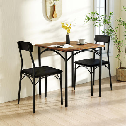 Dreamade 3-Piece Dining Table Set Square Kitchen Table with 2 Upholstered Armless Chairs