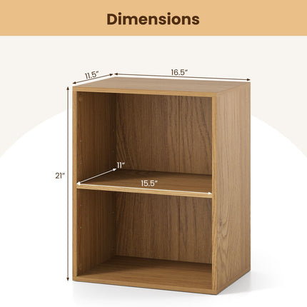 Dreamade 2-Cube Bookshelf | 2-Layer Storage Shelf Bookcase w/Large-Capacity Open Storage Space