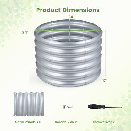 Dreamade Galvanized 2 x 2 x 1.5 FT Round Outdoor Planter Box with Open-Ended Base (1/2)