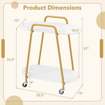Dreamade 2-Tier Gold Rolling Cart for Home Kitchen