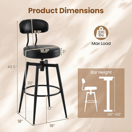 Dreamade Swivel Barstools Set of 2/4 Faux Leather 31 Inch Bar Height Stools w/Upholstered Seat & Back