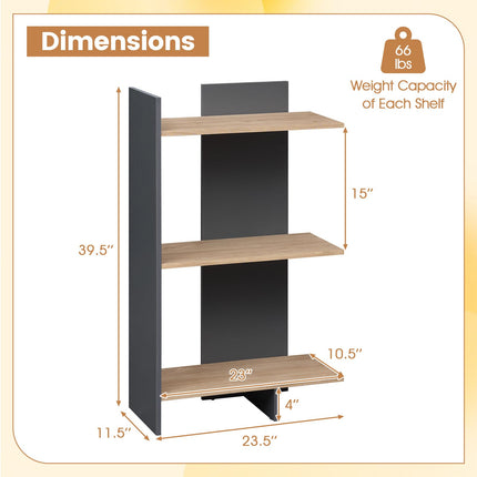 Dreamade 3-Tier Wooden Free Standing Open Storage Bookshelf with Anti-Tipping Kit
