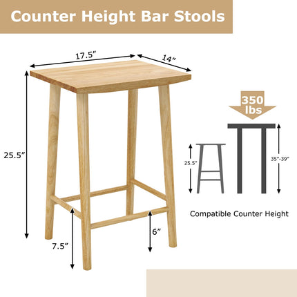 Dreamade 25.5" Wooden Bar Stools Set of 2/4, Farmhouse Backless Counter Height Bar Stools with Footrest