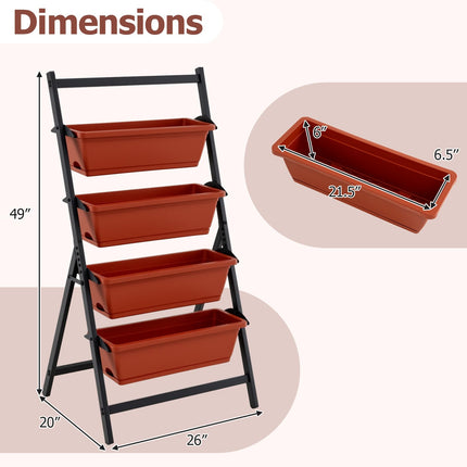 Dreamade 4-Tier Vertical Garden Planter with 4 Container Boxes & Drainage System (1/2)