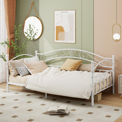 Dreamade Modern Sofa Day Bed with Stylish Headboard & 12 Metal Slats Support