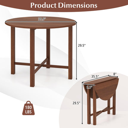 Dreamade 35.5” Round Dining Table, Folding Kitchen Table for Small Spaces