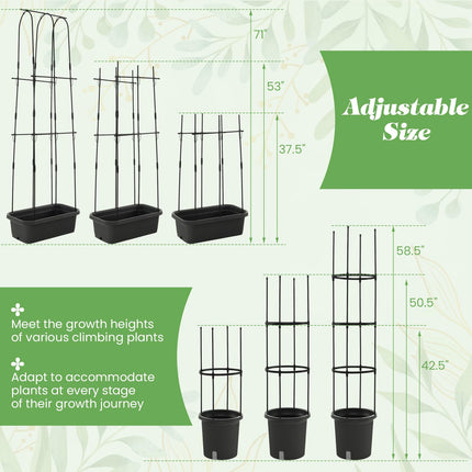 Dreamade Set of 2 Raised Garden Bed w/Trellis & Plant Cage, Planter Box w/ 71” Cucumber Trellis
