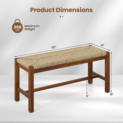 Dreamade Dining Bench with Woven Seagrass Woven Seat