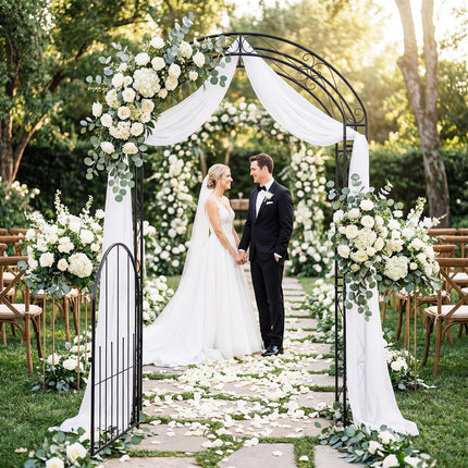 Dreamade 84'' Garden Arbor with Gate for Backyard Lawn