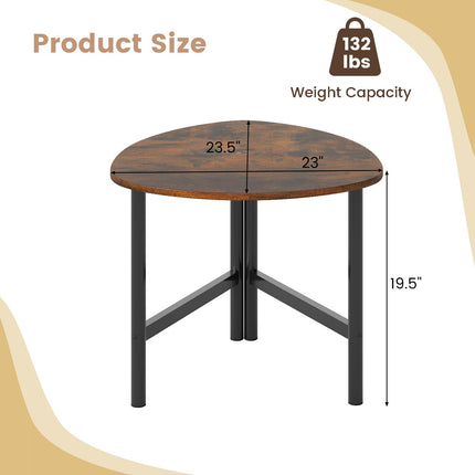 Dreamade Triangle End Table Wood Side Table with Metal Legs