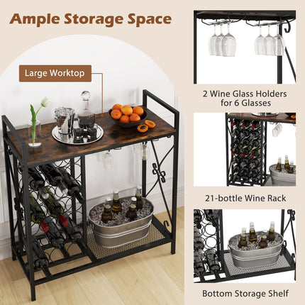 Dreamade Wine Bar Table with 6 Glass Wine Glass Holder