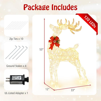Dreamade Lighted Christmas Reindeer | 4.4 FT Pre-Lit Xmas Holiday Decoration