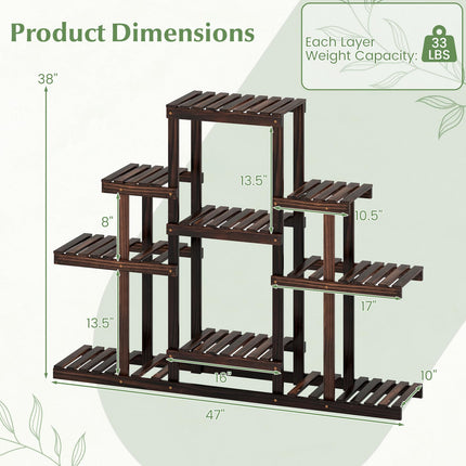 Dreamade Plant Stand Indoor & Outdoor 6 Tier Wood Flower Pot Stand for Multiple Plants