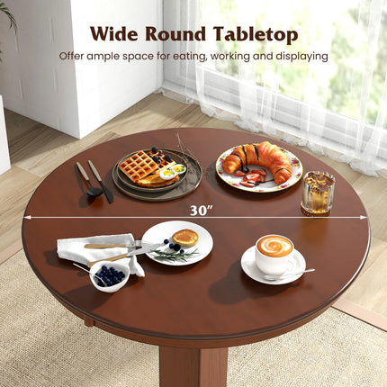 Dreamade 30” Round Bar Table, Dining Table with Rubber Wood Frame