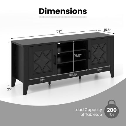 Dreamade TV Stand for TVs up to 65”, Entertainment Center with 3-Position Adjustable Shelves