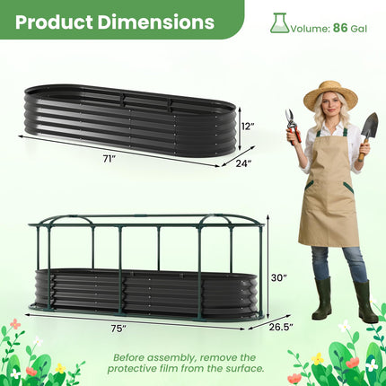 Dreamade Raised Garden Bed w/Greenhouse Cover (6x2x1 FT)