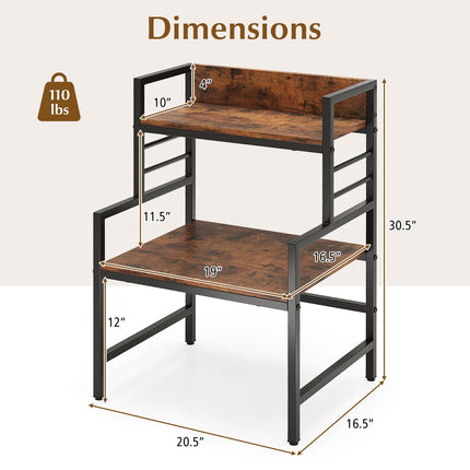 Dreamade 3-Tier Microwave Stand, Space-Saving Microwave Oven Rack with 2 Open Shelves & Heavy-Duty Metal Frame