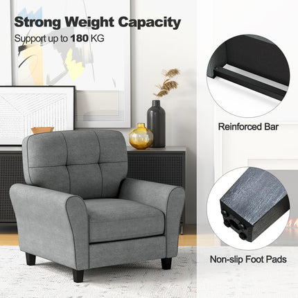 Dreamade Modern Mid-Century Accent Chair - Linen Living Room Chair with Tufted Back, Grey