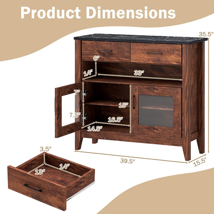 Dreamade Sideboard Buffet Cabinet, Coffee Bar Cabinet with 2 Drawers